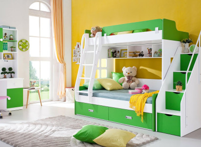 Jugendbett Schreibtisch Schrank Grün NEU Jugendzimmer Kinderzimmer komplett Set